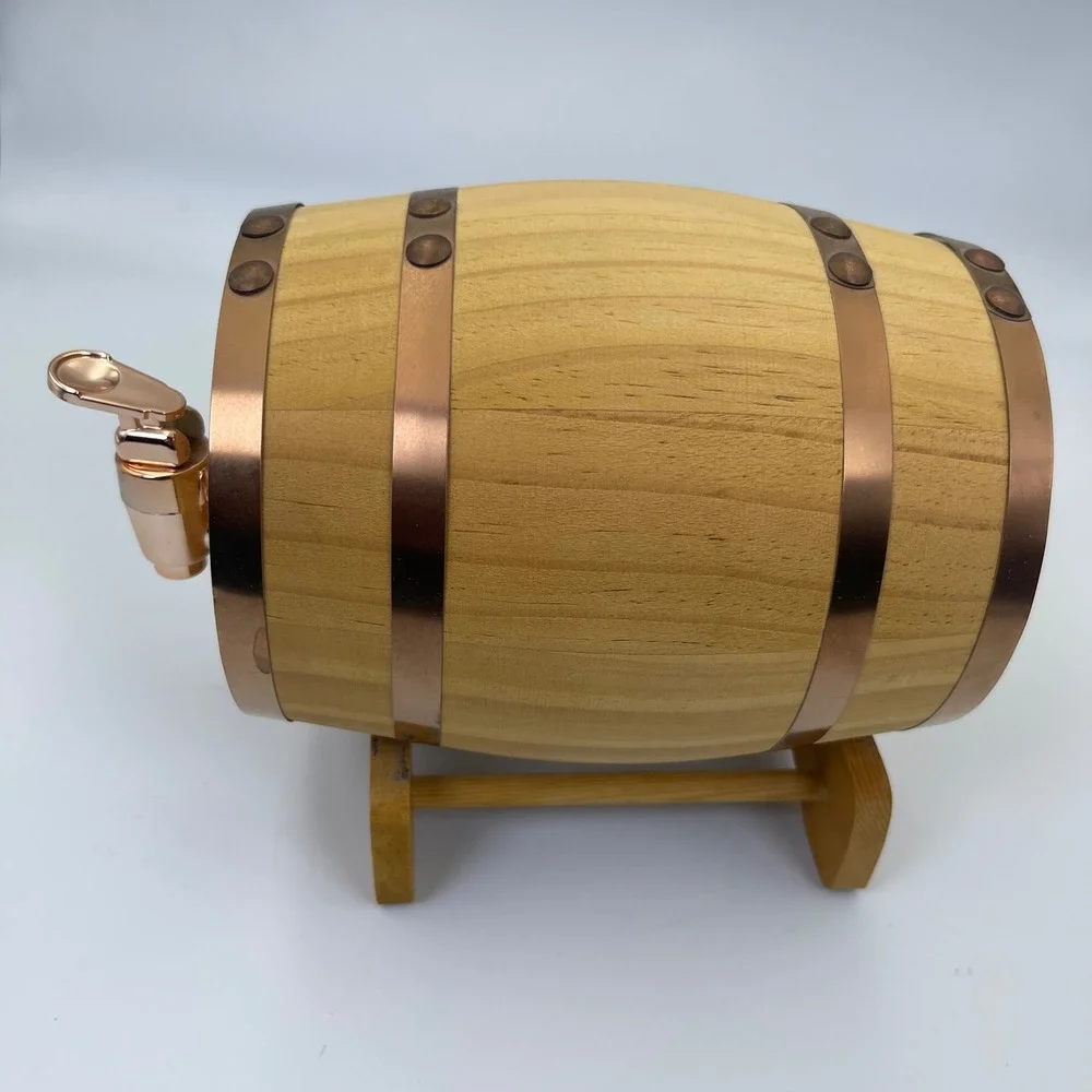 Small Wooden Barrel Decor With Spigot Mini Whiskey Wine Keg Bar Display